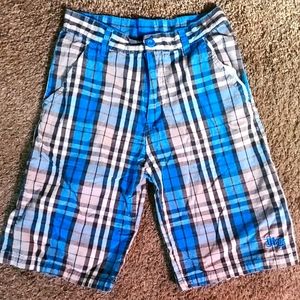 MB blue & gray plaid kids shorts w/pockets sz12